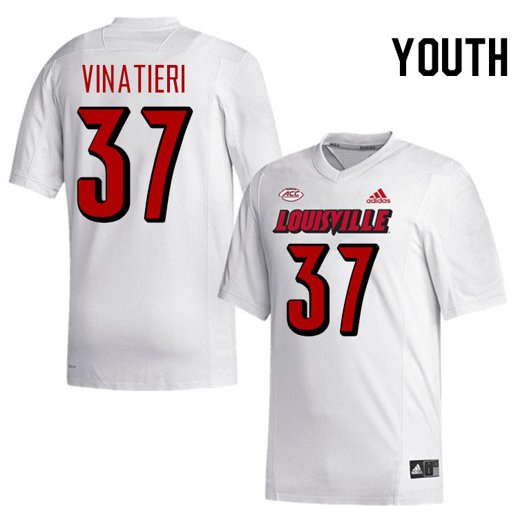 Youth #37 A.J. Vinatieri Louisville Cardinals College Football Jerseys Stitched-White